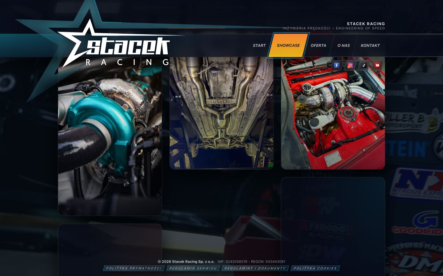 Galeria realizacji warsztatu Stacek Racing z możliwością filtrowania